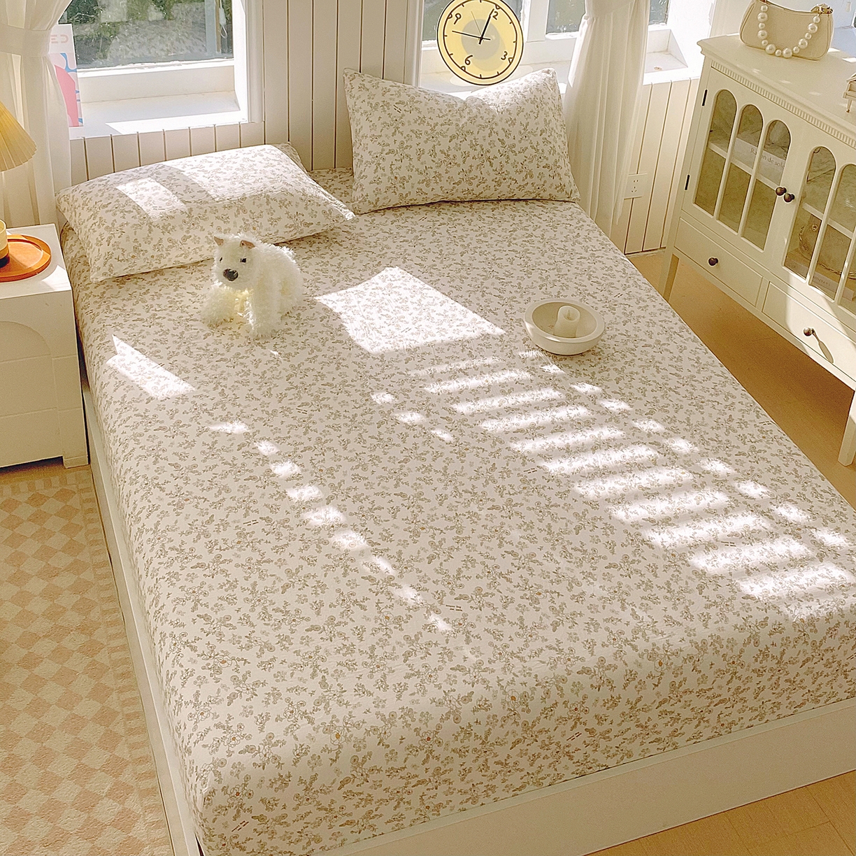 91家纺网 家纺一手货源 找家纺 （总）春皖家纺 2026新款A类全棉有氧双层纱印花四件套单品系列-单床笠