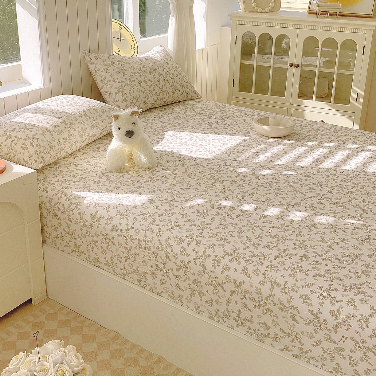 91家纺网 家纺一手货源 找家纺 （总）春皖家纺 2026新款A类全棉有氧双层纱印花四件套单品系列-单床笠