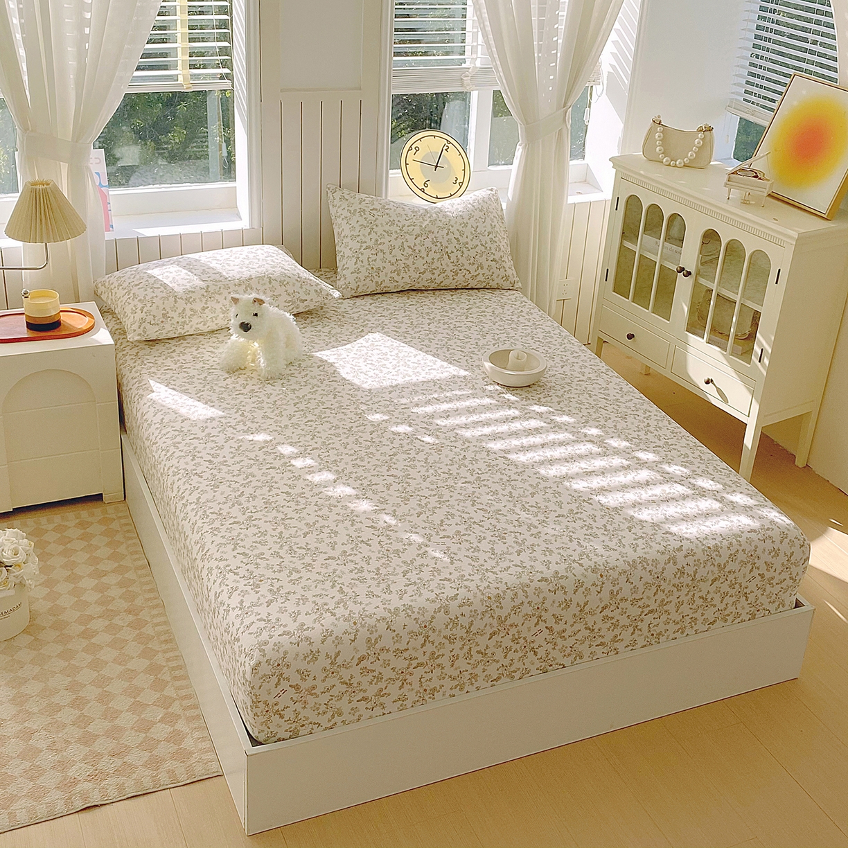 91家纺网 家纺一手货源 找家纺 （总）春皖家纺 2026新款A类全棉有氧双层纱印花四件套单品系列-单床笠