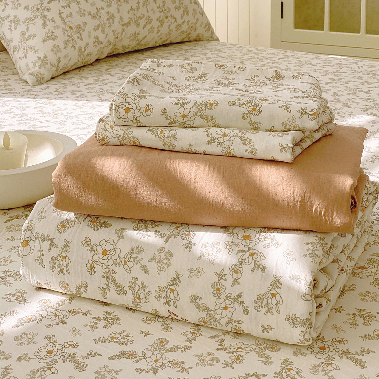 91家纺网 家纺一手货源 找家纺 （总）春皖家纺 2026新款A类全棉有氧双层纱印花四件套单品系列-单床笠