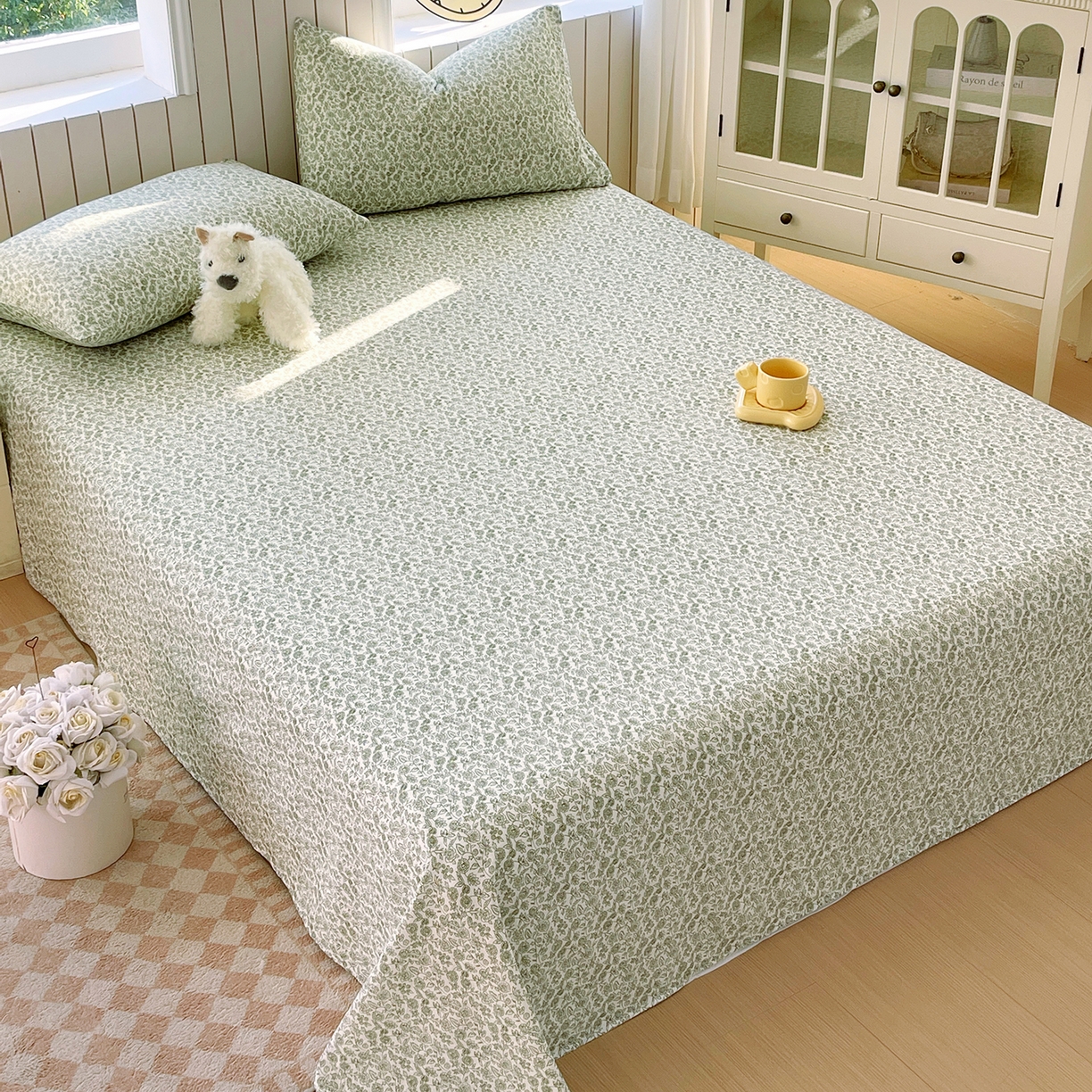 91家纺网 家纺一手货源 找家纺 （总）春皖家纺 2026新款A类全棉有氧双层纱印花四件套单品系列-单床单