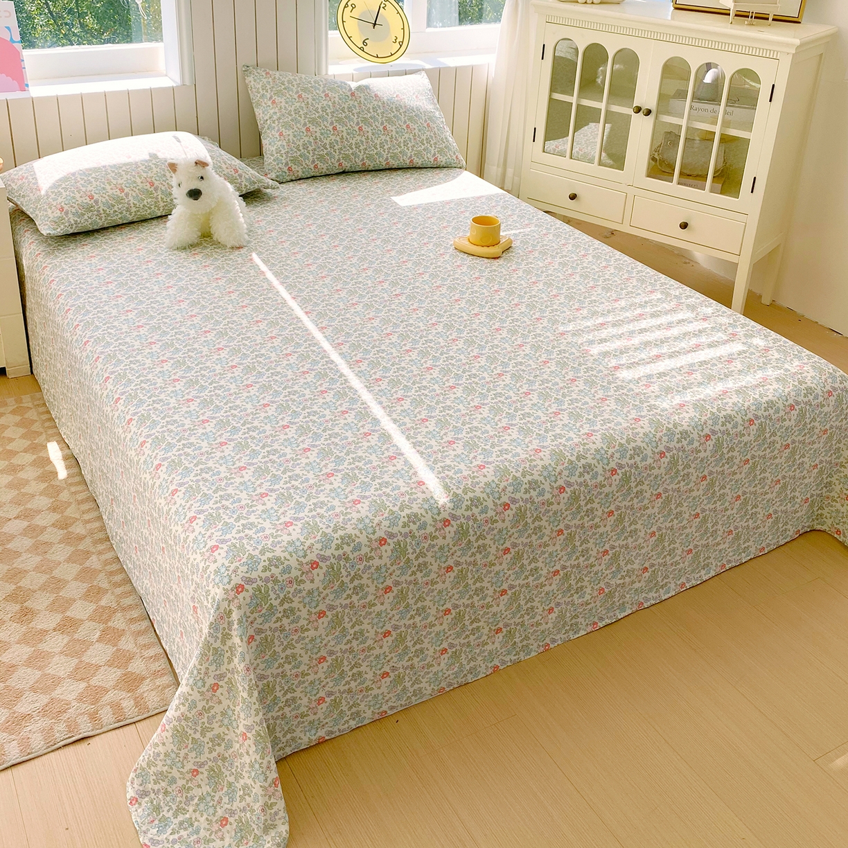 91家纺网 家纺一手货源 找家纺 春皖家纺 2026新款A类全棉有氧双层纱印花四件套单品系列-单床单 花町