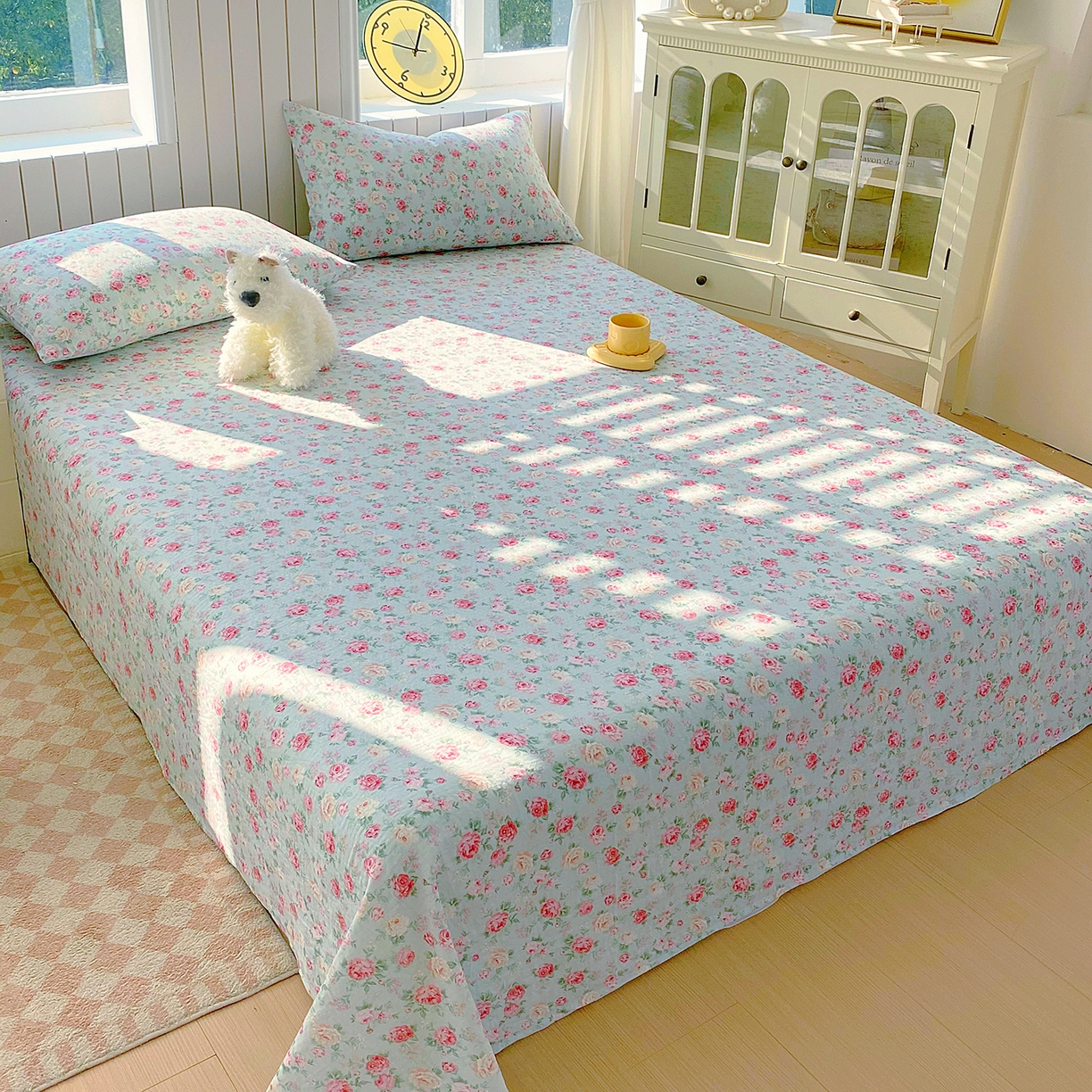 91家纺网 家纺一手货源 找家纺 春皖家纺 2026新款A类全棉有氧双层纱印花四件套单品系列-单床单 桂语兰庭