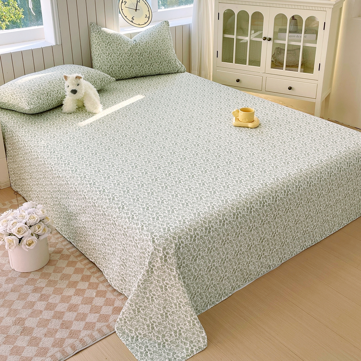 91家纺网 家纺一手货源 找家纺 春皖家纺 2026新款A类全棉有氧双层纱印花四件套单品系列-单床单 暮春