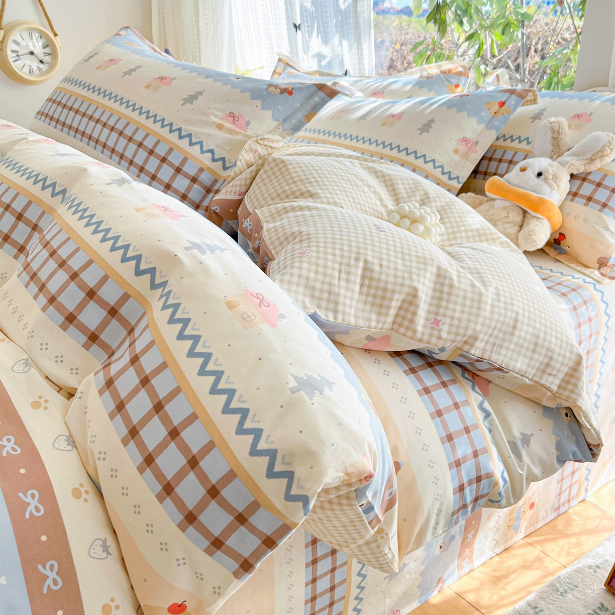 91家纺网 家纺一手货源 找家纺 （总）菲梵家纺 2026春夏新款小清新印花全棉12868单被套