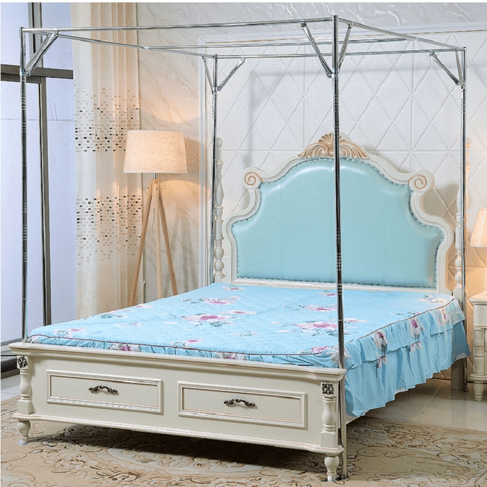 91家纺网 家纺一手货源 找家纺 胜权家纺 2026新款落地宫廷不锈钢蚊帐单支架及配件 加固三角斜撑8组