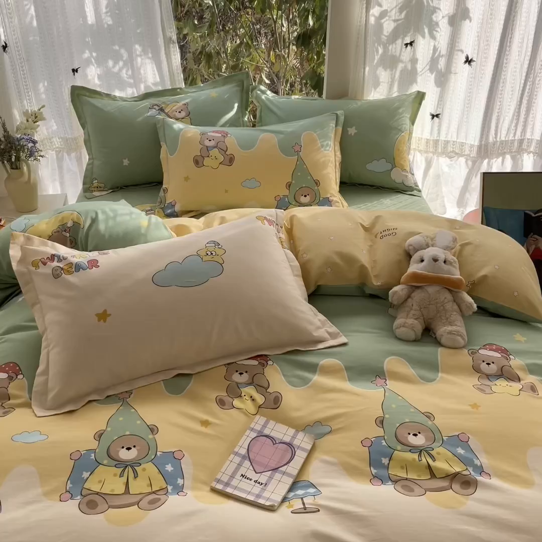 91家纺网 家纺一手货源 找家纺 （总）菲梵家纺 2026春夏新款小清新印花全棉12868四件套