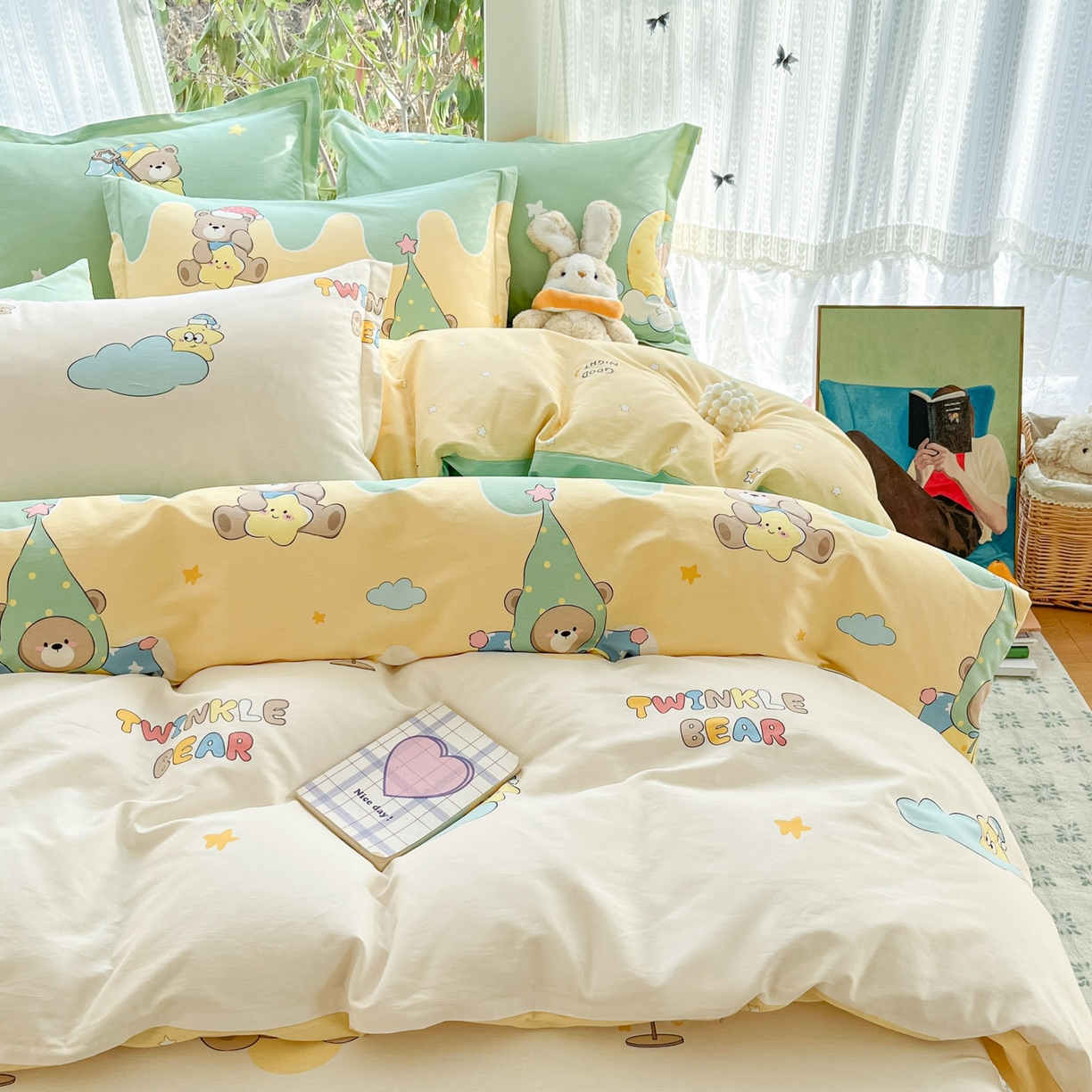 91家纺网 家纺一手货源 找家纺 （总）菲梵家纺 2026春夏新款小清新印花全棉12868四件套