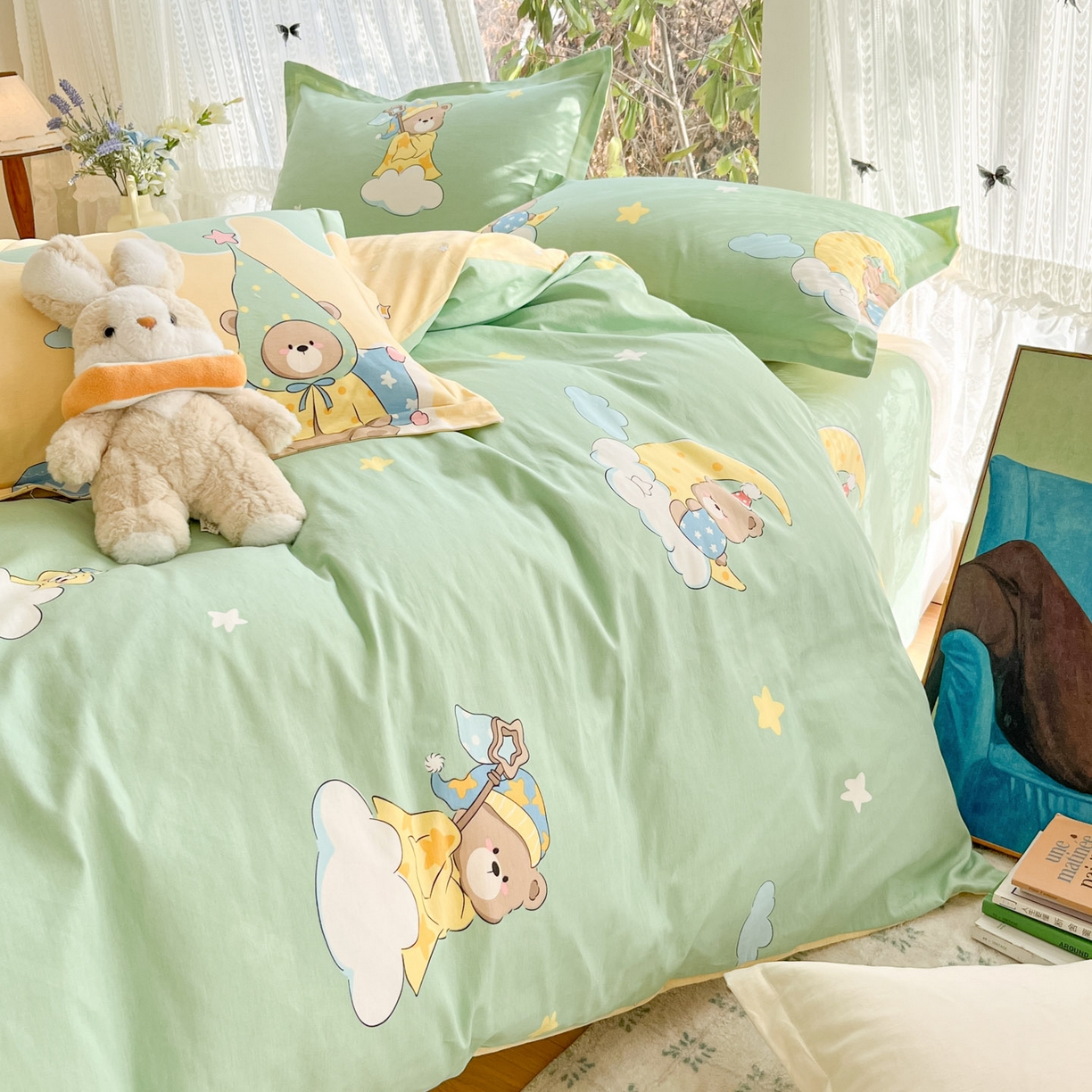 91家纺网 家纺一手货源 找家纺 （总）菲梵家纺 2026春夏新款小清新印花全棉12868四件套