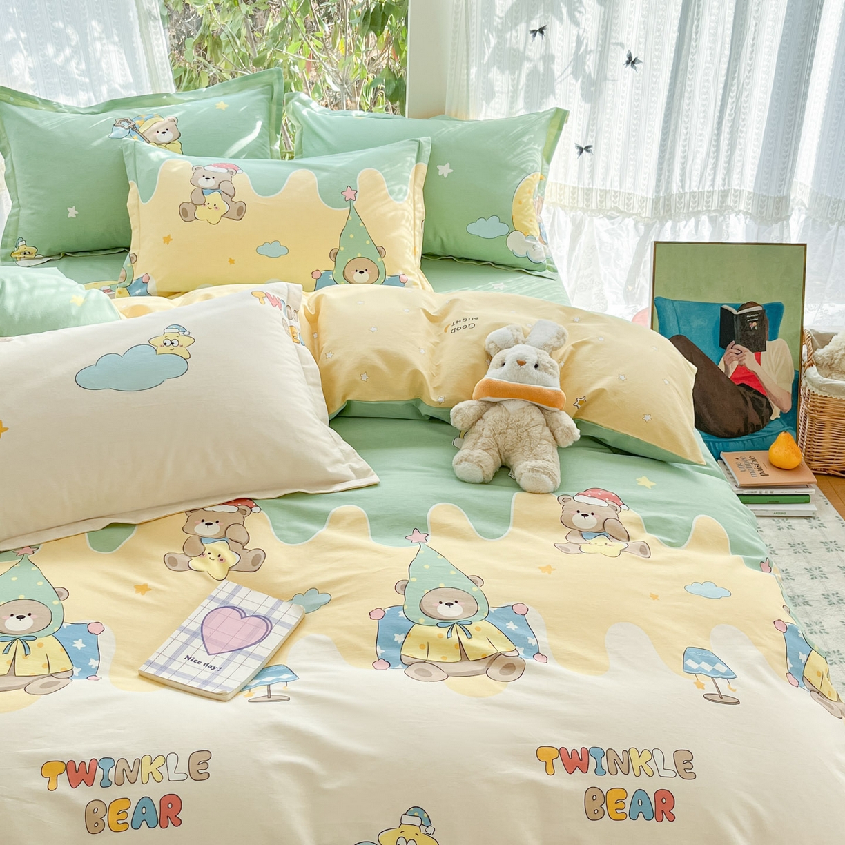 91家纺网 家纺一手货源 找家纺 （总）菲梵家纺 2026春夏新款小清新印花全棉12868四件套