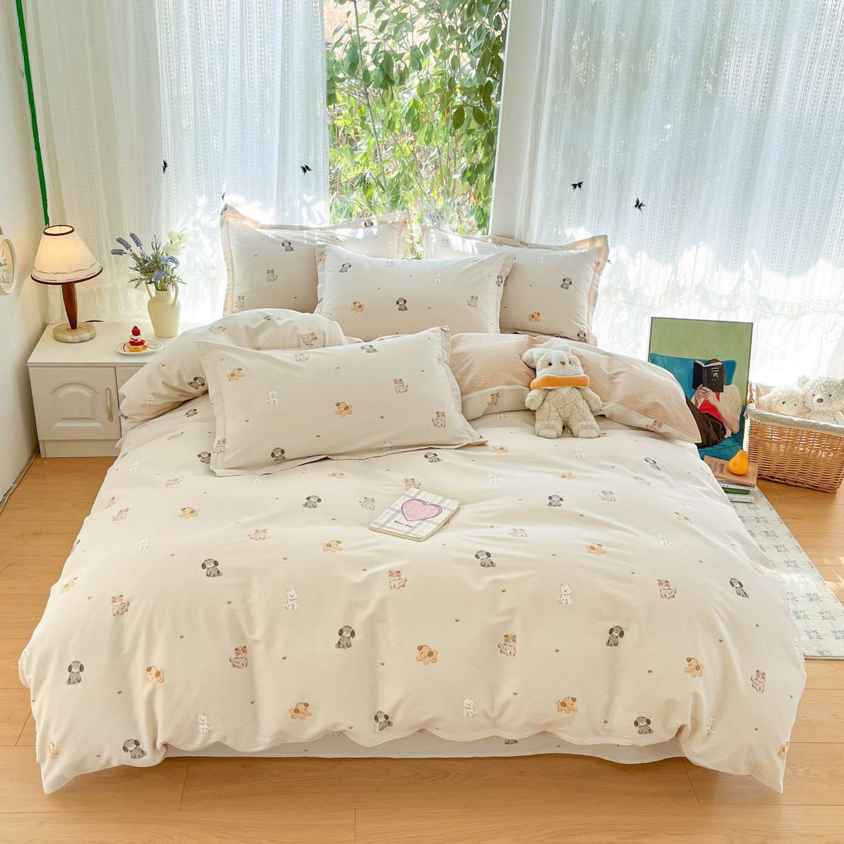 91家纺网 家纺一手货源 找家纺 （总）菲梵家纺 2026春夏新款小清新印花全棉12868四件套