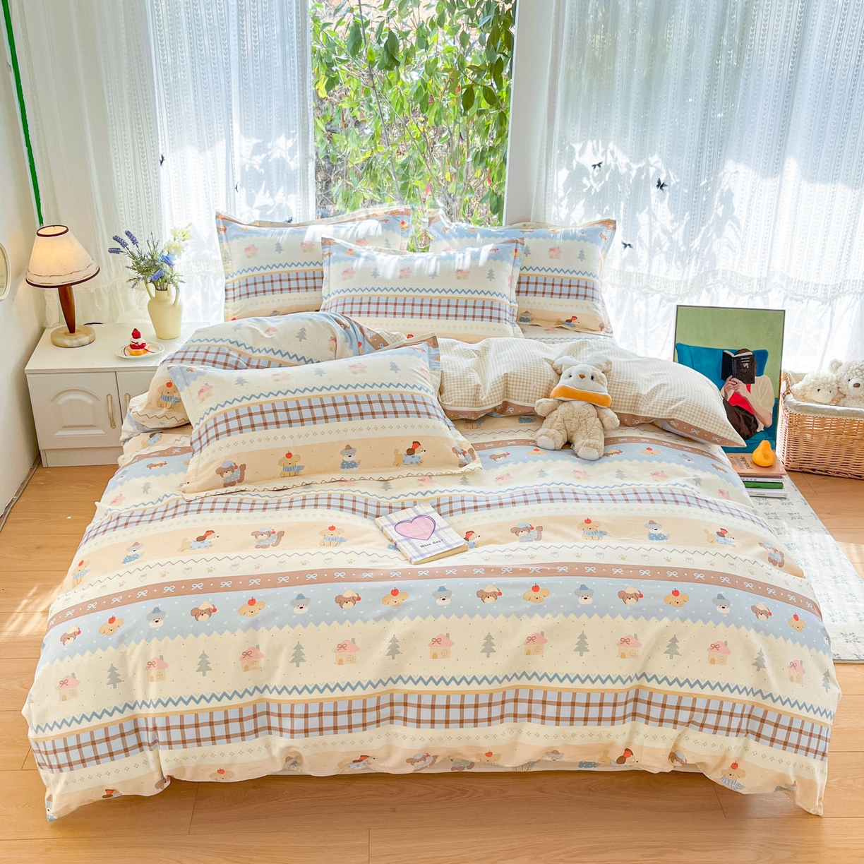 91家纺网 家纺一手货源 找家纺 （总）菲梵家纺 2026春夏新款小清新印花全棉12868四件套