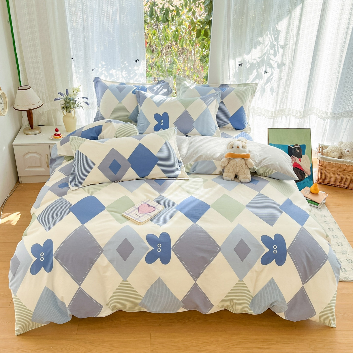 91家纺网 家纺一手货源 找家纺 （总）菲梵家纺 2026春夏新款小清新印花全棉12868四件套