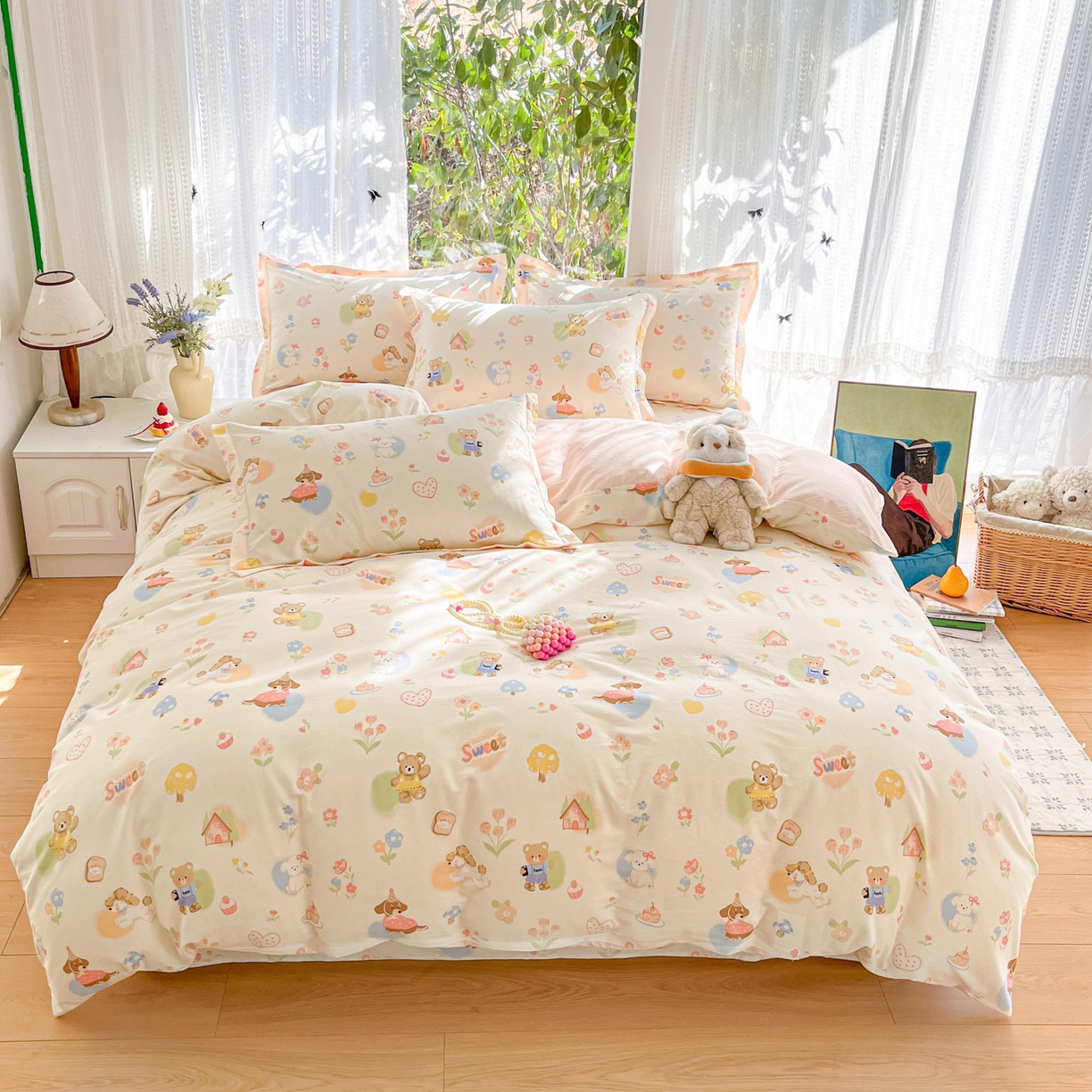 91家纺网 家纺一手货源 找家纺 （总）菲梵家纺 2026春夏新款小清新印花全棉12868四件套