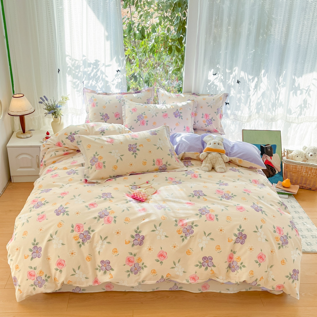 91家纺网 家纺一手货源 找家纺 （总）菲梵家纺 2026春夏新款小清新印花全棉12868四件套