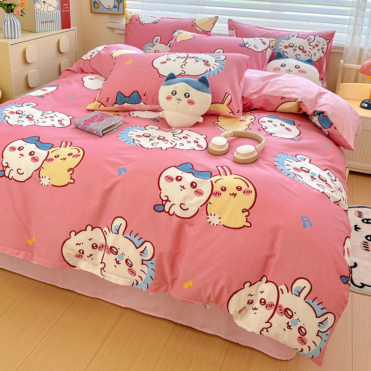 91家纺网 家纺一手货源 找家纺 朵希曼2026新款吉伊卡哇全棉印花四件套系列 可爱吉伊卡哇