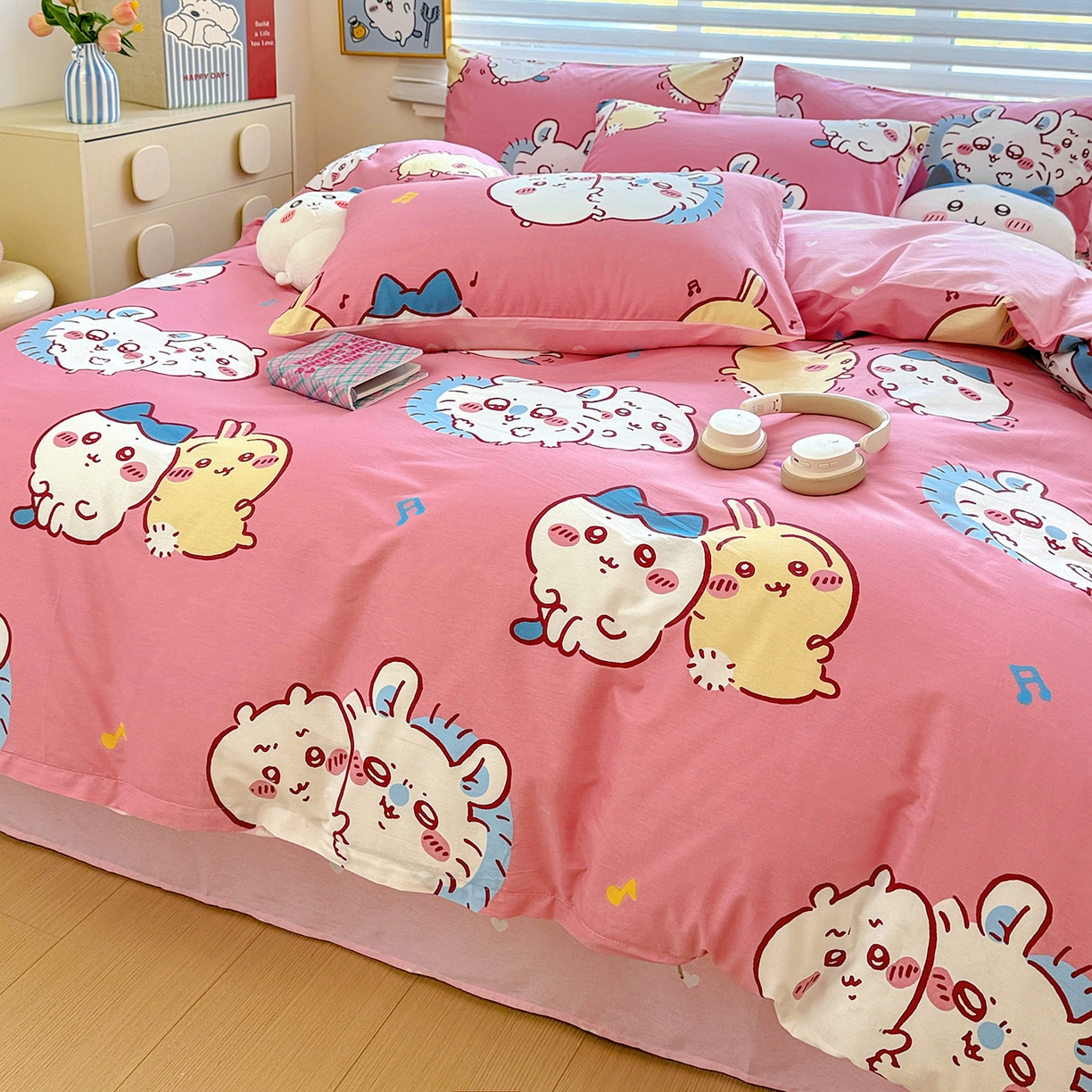 91家纺网 家纺一手货源 找家纺 朵希曼2026新款吉伊卡哇全棉印花四件套系列 可爱吉伊卡哇