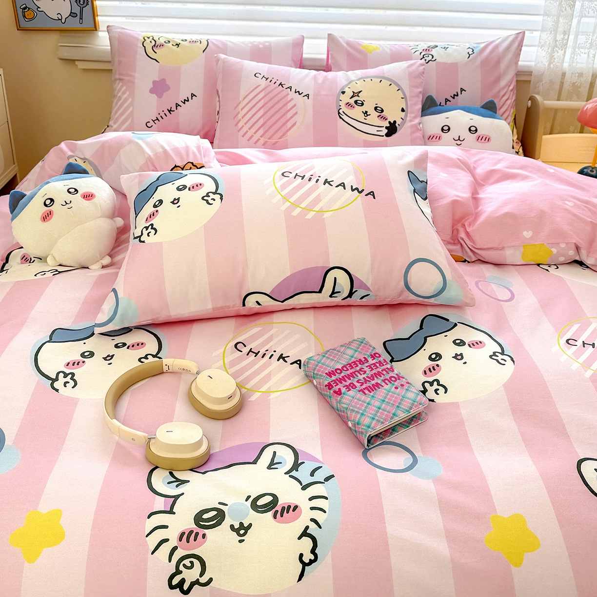 91家纺网 家纺一手货源 找家纺 朵希曼2026新款吉伊卡哇全棉印花四件套系列 圈圈吉伊卡哇