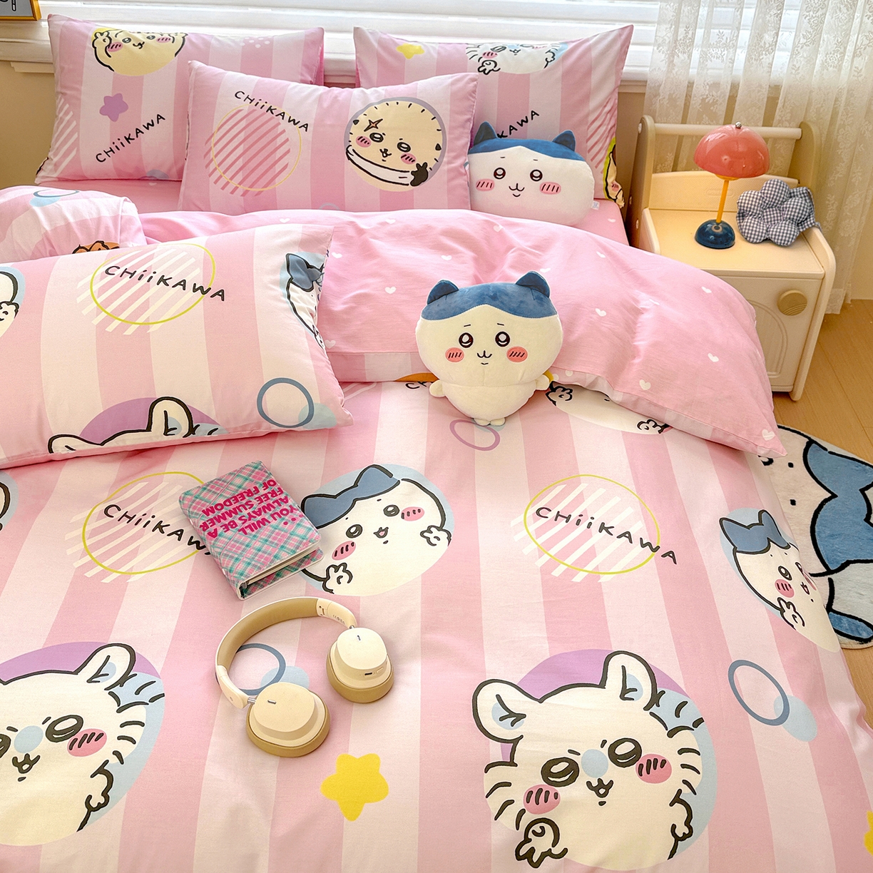 91家纺网 家纺一手货源 找家纺 朵希曼2026新款吉伊卡哇全棉印花四件套系列 圈圈吉伊卡哇