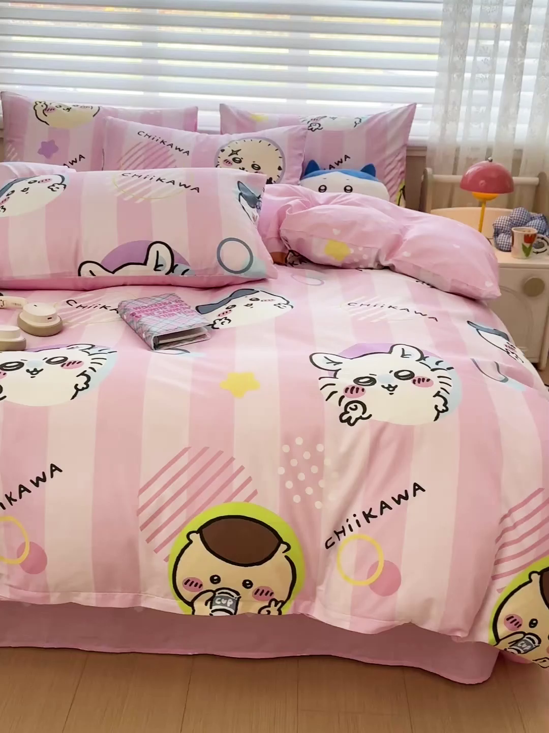 91家纺网 家纺一手货源 找家纺 朵希曼2026新款吉伊卡哇全棉印花四件套系列 圈圈吉伊卡哇