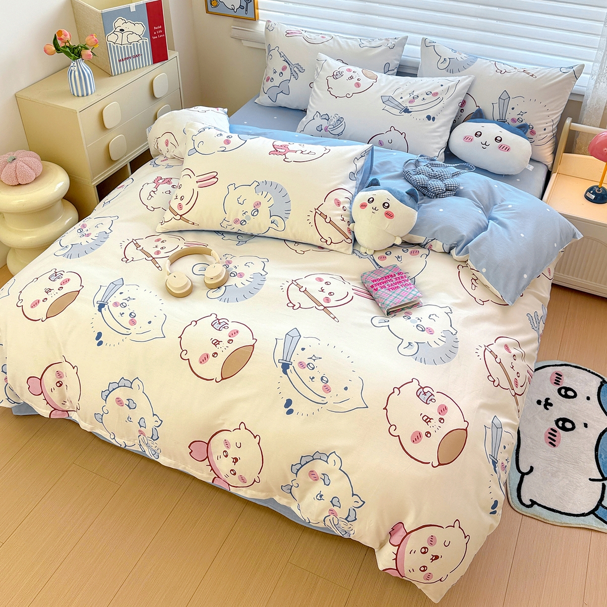 91家纺网 家纺一手货源 找家纺 朵希曼2026新款吉伊卡哇全棉印花四件套系列 小八吉伊卡哇