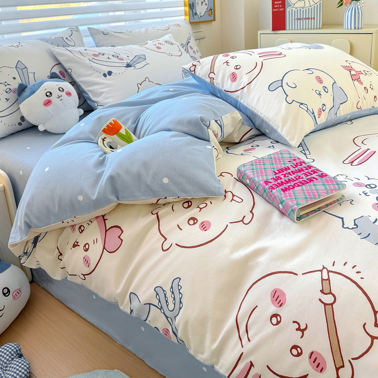 91家纺网 家纺一手货源 找家纺 朵希曼2026新款吉伊卡哇全棉印花四件套系列 小八吉伊卡哇