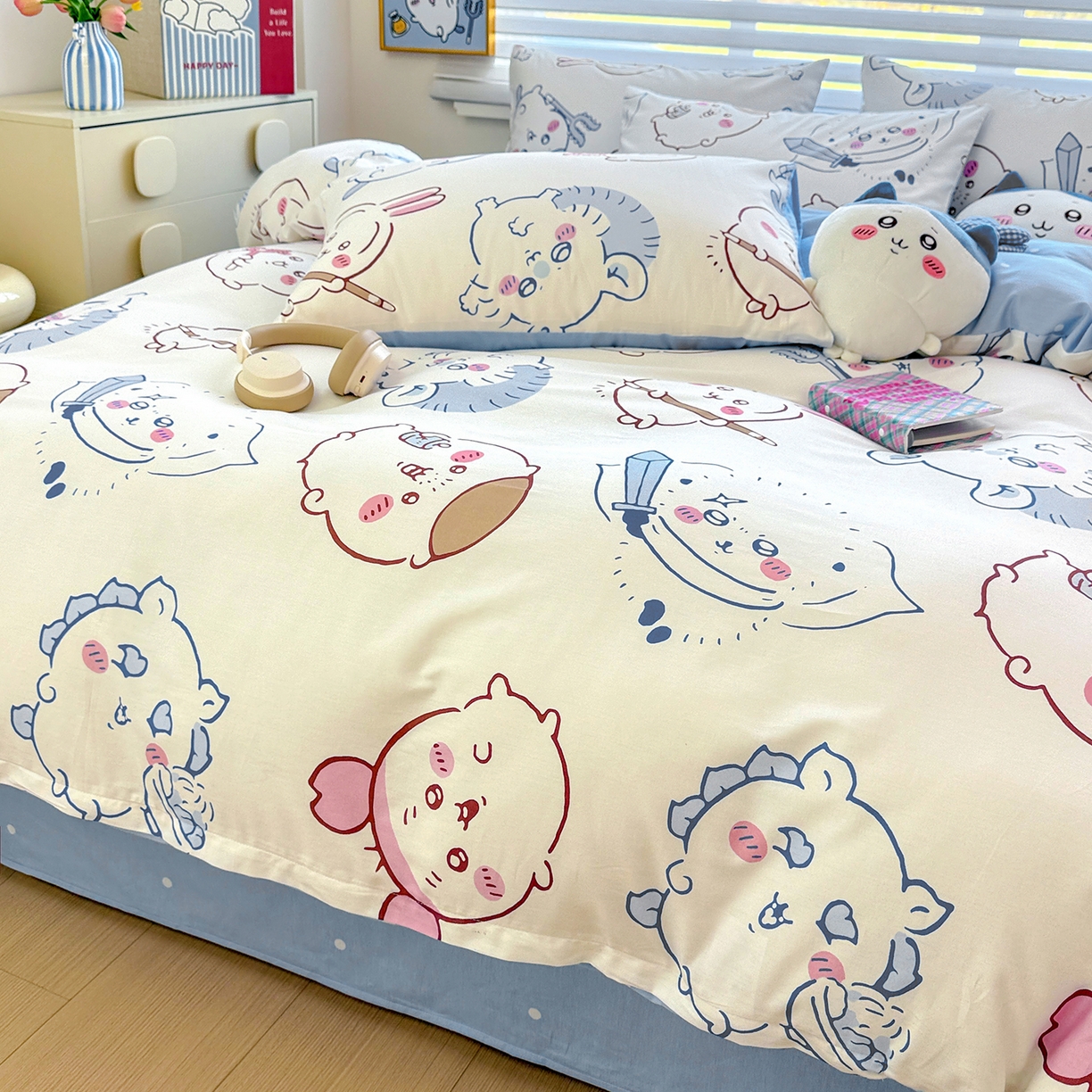 91家纺网 家纺一手货源 找家纺 朵希曼2026新款吉伊卡哇全棉印花四件套系列 小八吉伊卡哇