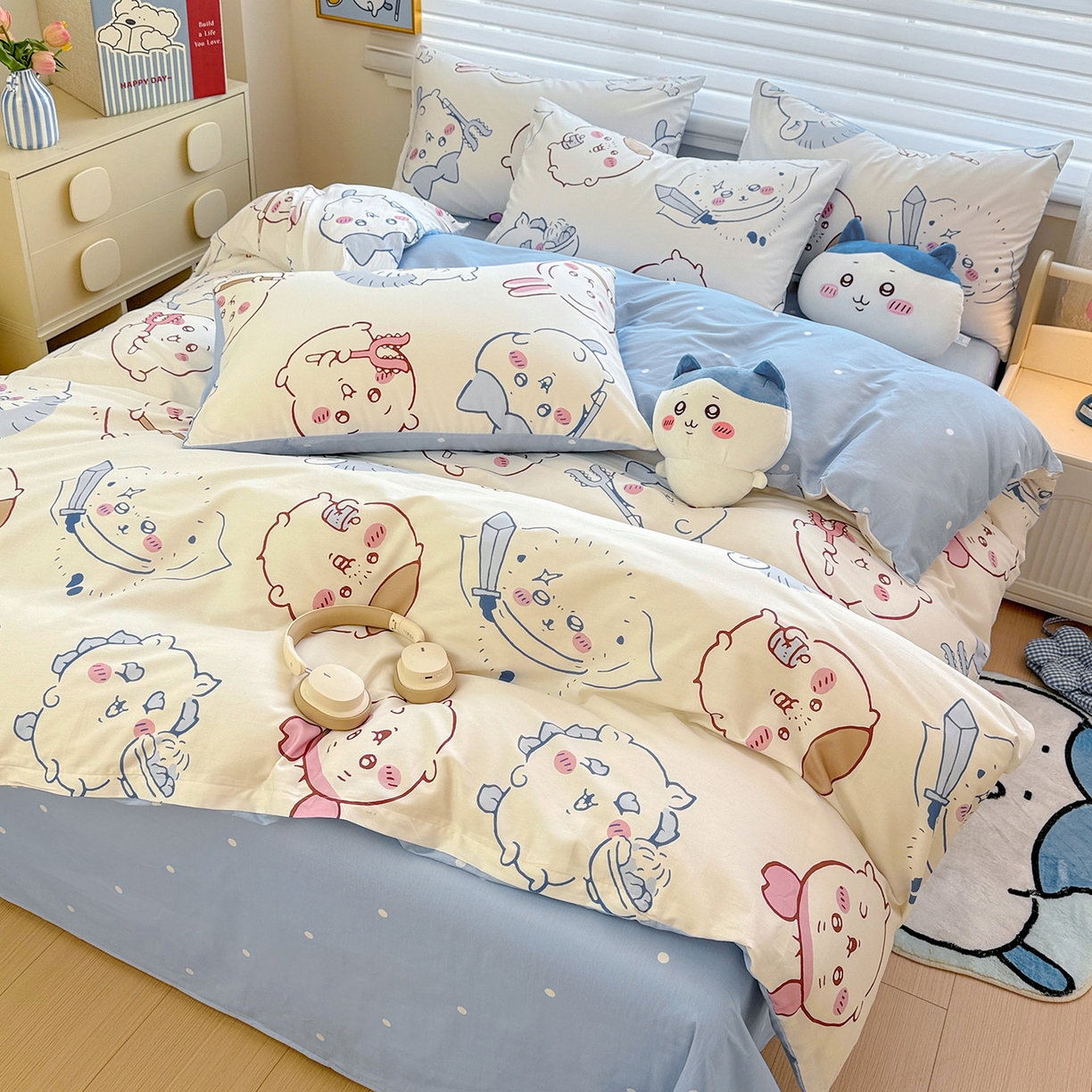 91家纺网 家纺一手货源 找家纺 朵希曼2026新款吉伊卡哇全棉印花四件套系列 小八吉伊卡哇