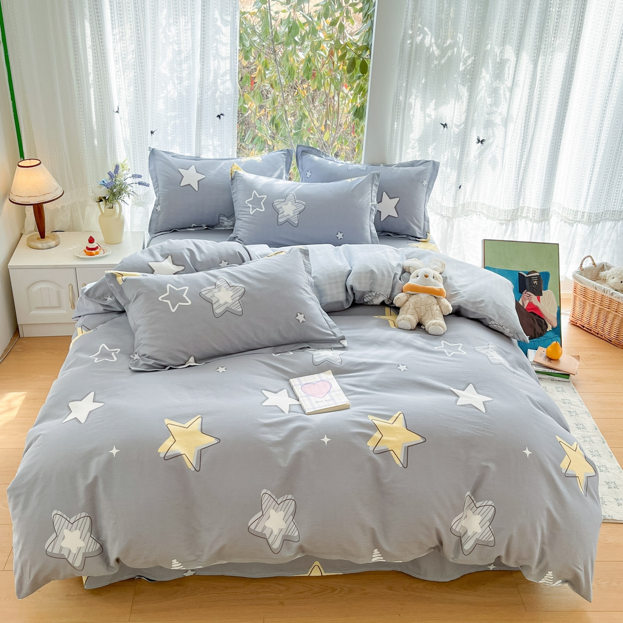 91家纺网 家纺一手货源 找家纺 （总）菲梵家纺 2026春夏新款小清新印花全棉12868四件套