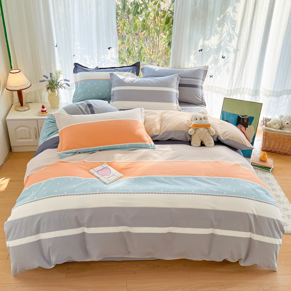 91家纺网 家纺一手货源 找家纺 （总）菲梵家纺 2026春夏新款小清新印花全棉12868四件套