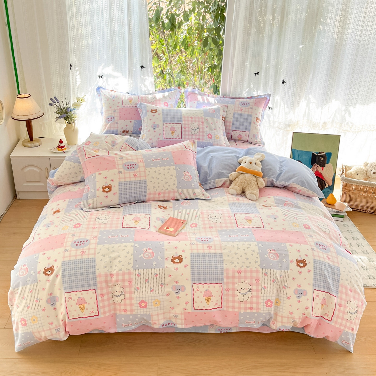 91家纺网 家纺一手货源 找家纺 （总）菲梵家纺 2026春夏新款小清新印花全棉12868四件套