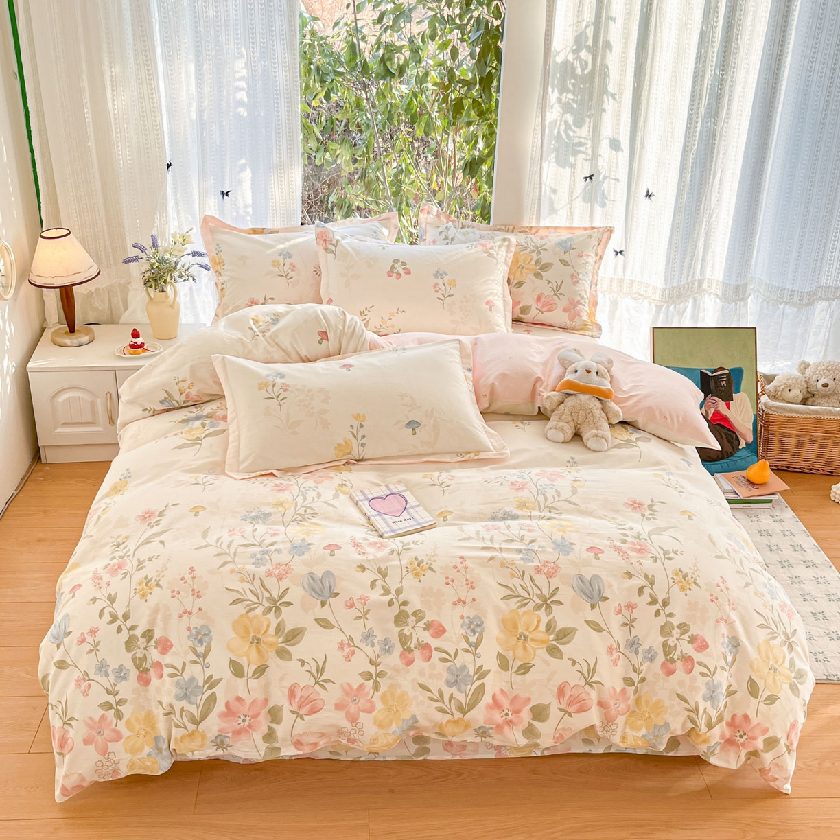 91家纺网 家纺一手货源 找家纺 （总）菲梵家纺 2026春夏新款小清新印花全棉12868四件套