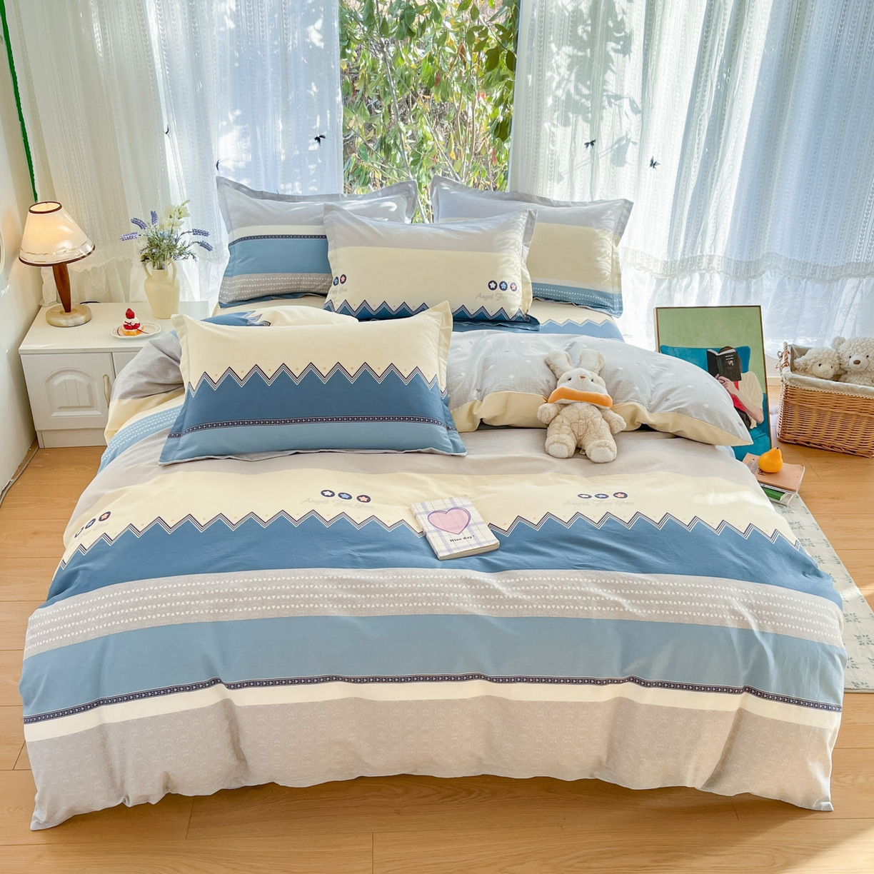 91家纺网 家纺一手货源 找家纺 （总）菲梵家纺 2026春夏新款小清新印花全棉12868四件套