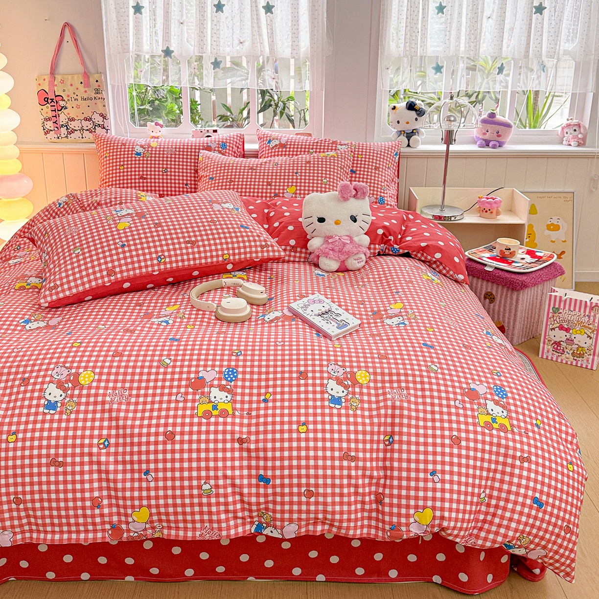 朵希曼 2026新款三丽鸥全棉印花四件套系列 红格凯蒂