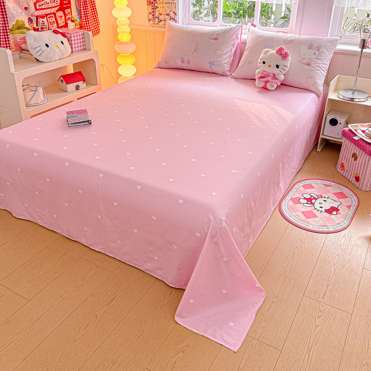 91家纺网 家纺一手货源 找家纺 朵希曼 2026新款三丽鸥全棉印花四件套系列 蘑菇凯蒂