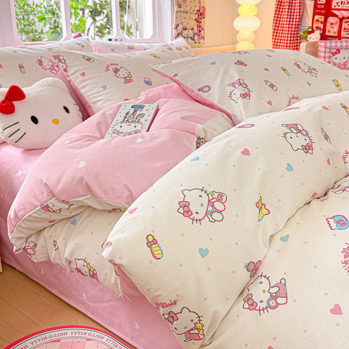 91家纺网 家纺一手货源 找家纺 朵希曼 2026新款三丽鸥全棉印花四件套系列 甜甜凯蒂