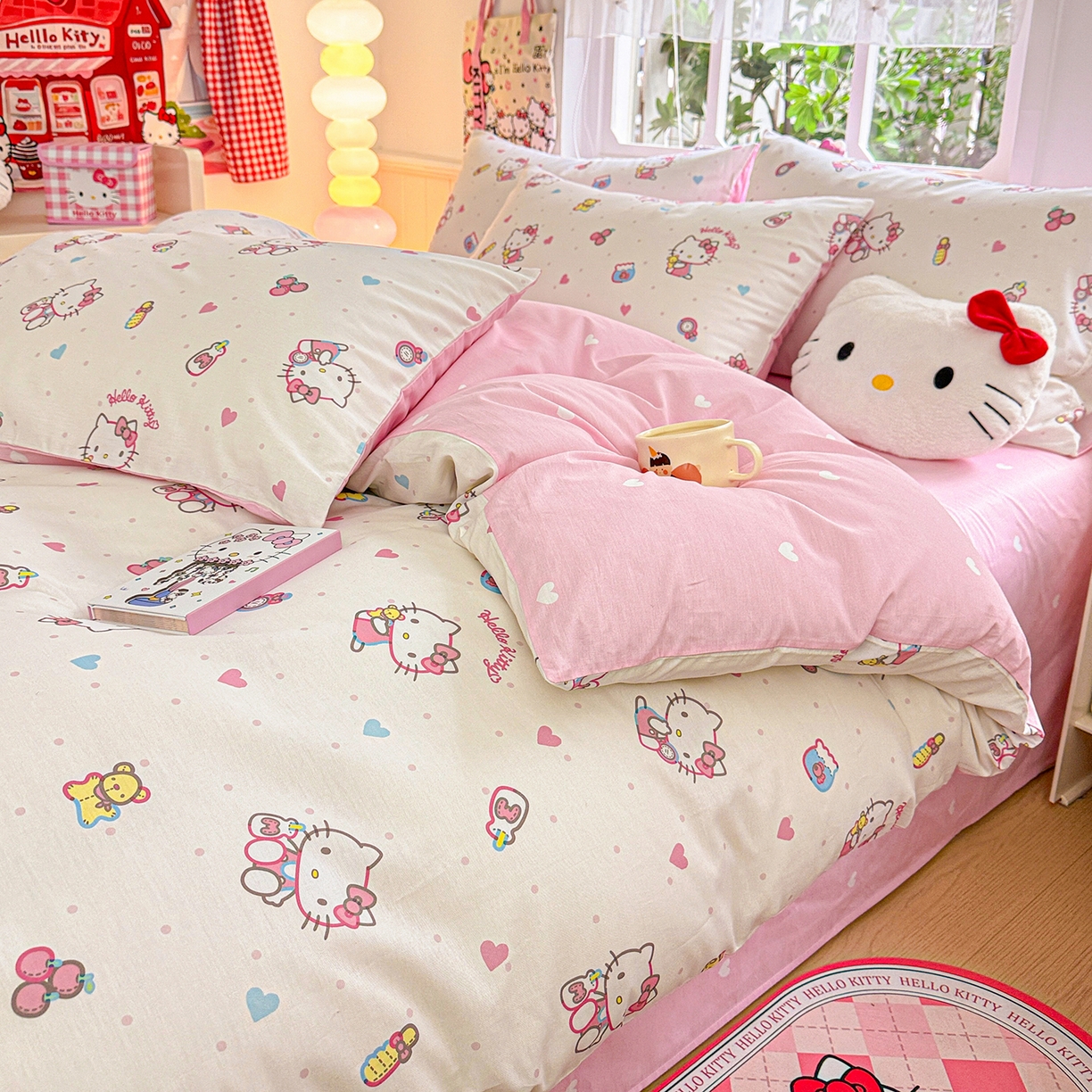 91家纺网 家纺一手货源 找家纺 朵希曼 2026新款三丽鸥全棉印花四件套系列 甜甜凯蒂