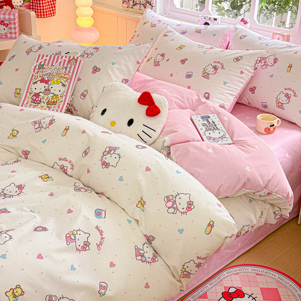 91家纺网 家纺一手货源 找家纺 朵希曼 2026新款三丽鸥全棉印花四件套系列 甜甜凯蒂