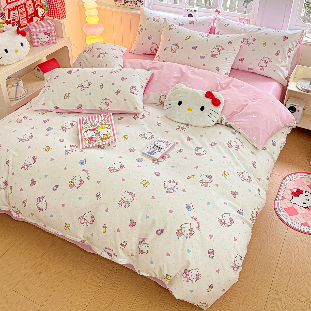 91家纺网 家纺一手货源 找家纺 朵希曼 2026新款三丽鸥全棉印花四件套系列 甜甜凯蒂