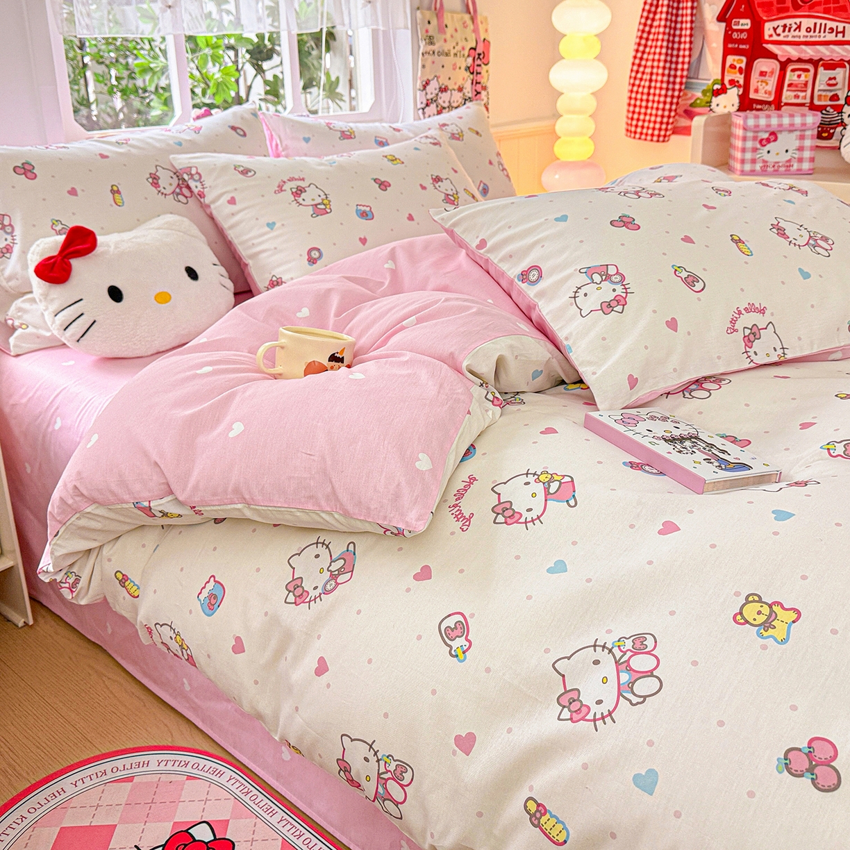 91家纺网 家纺一手货源 找家纺 朵希曼 2026新款三丽鸥全棉印花四件套系列 甜甜凯蒂