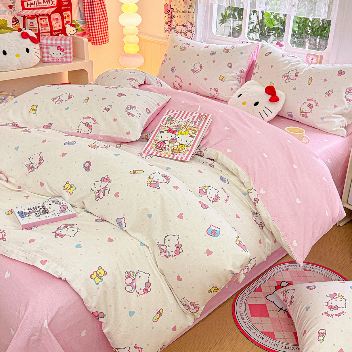 91家纺网 家纺一手货源 找家纺 朵希曼 2026新款三丽鸥全棉印花四件套系列 甜甜凯蒂