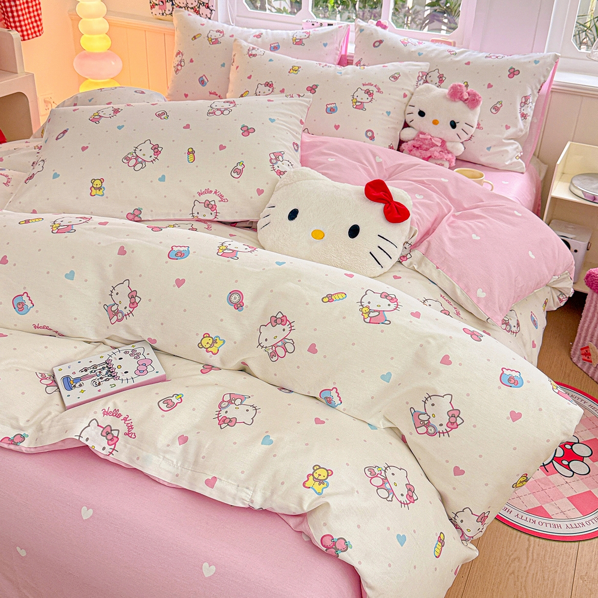 91家纺网 家纺一手货源 找家纺 朵希曼 2026新款三丽鸥全棉印花四件套系列 甜甜凯蒂