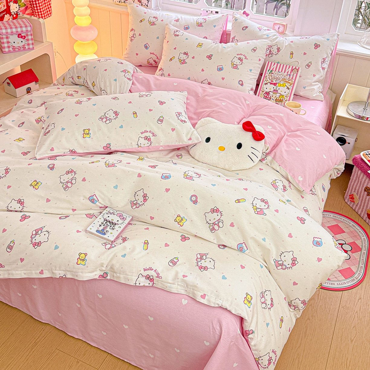 91家纺网 家纺一手货源 找家纺 朵希曼 2026新款三丽鸥全棉印花四件套系列 甜甜凯蒂