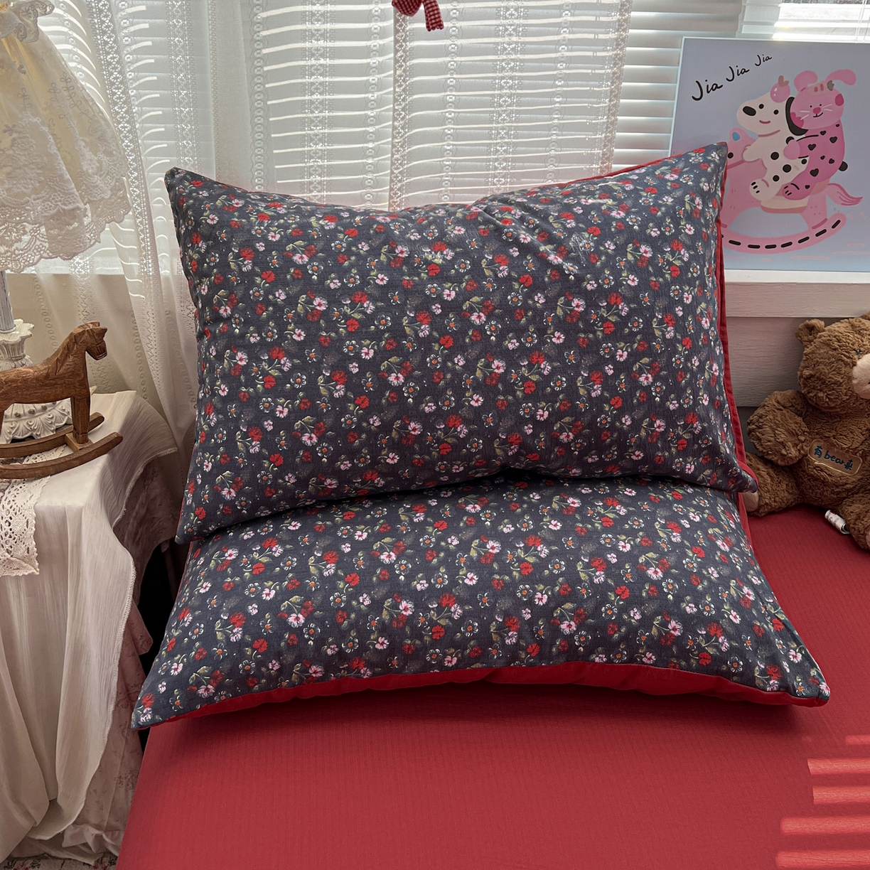 91家纺网 家纺一手货源 找家纺 水木坊 2026新款云感简单款系列四件套 暗夜玫瑰