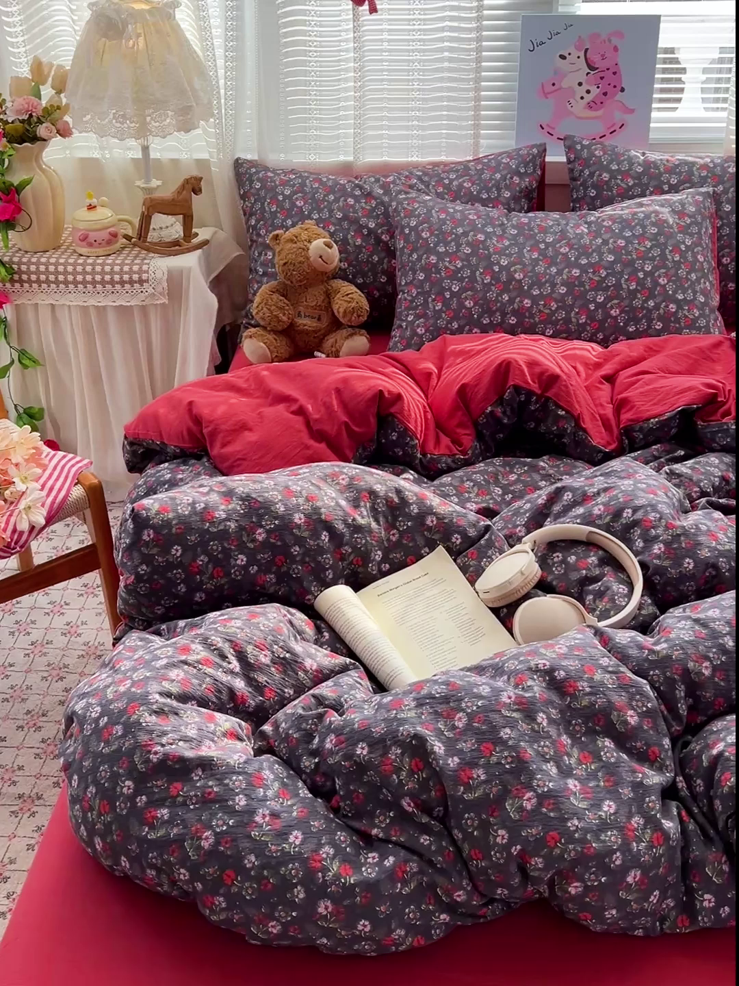 91家纺网 家纺一手货源 找家纺 水木坊 2026新款云感简单款系列四件套 暗夜玫瑰