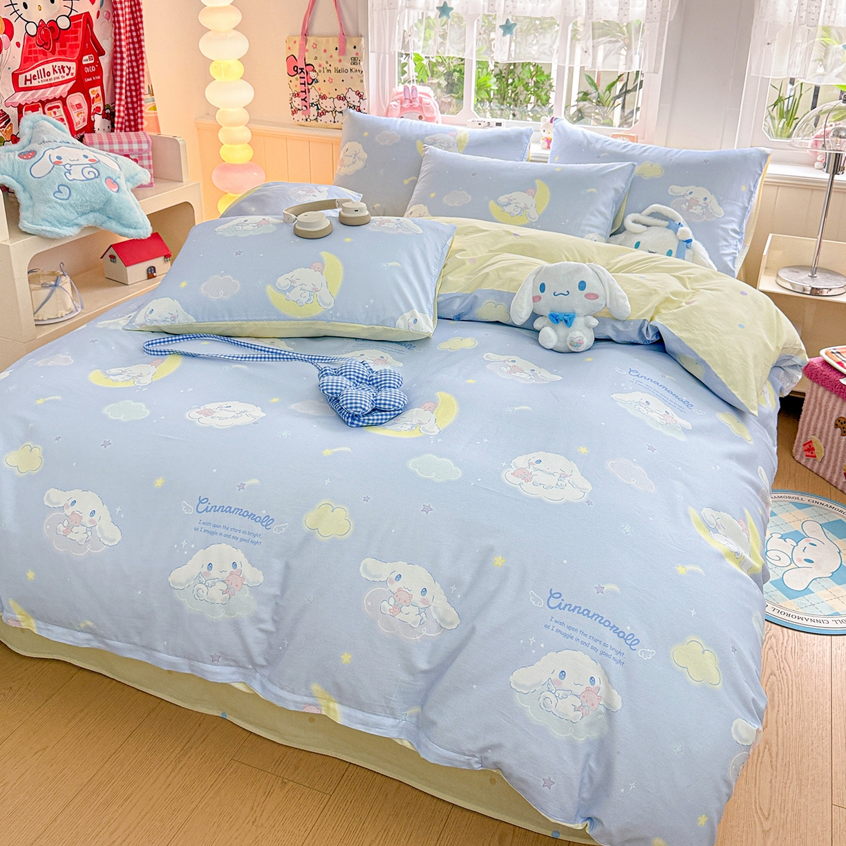 91家纺网 家纺一手货源 找家纺 朵希曼 2026新款三丽鸥全棉印花四件套系列 晚安大耳狗