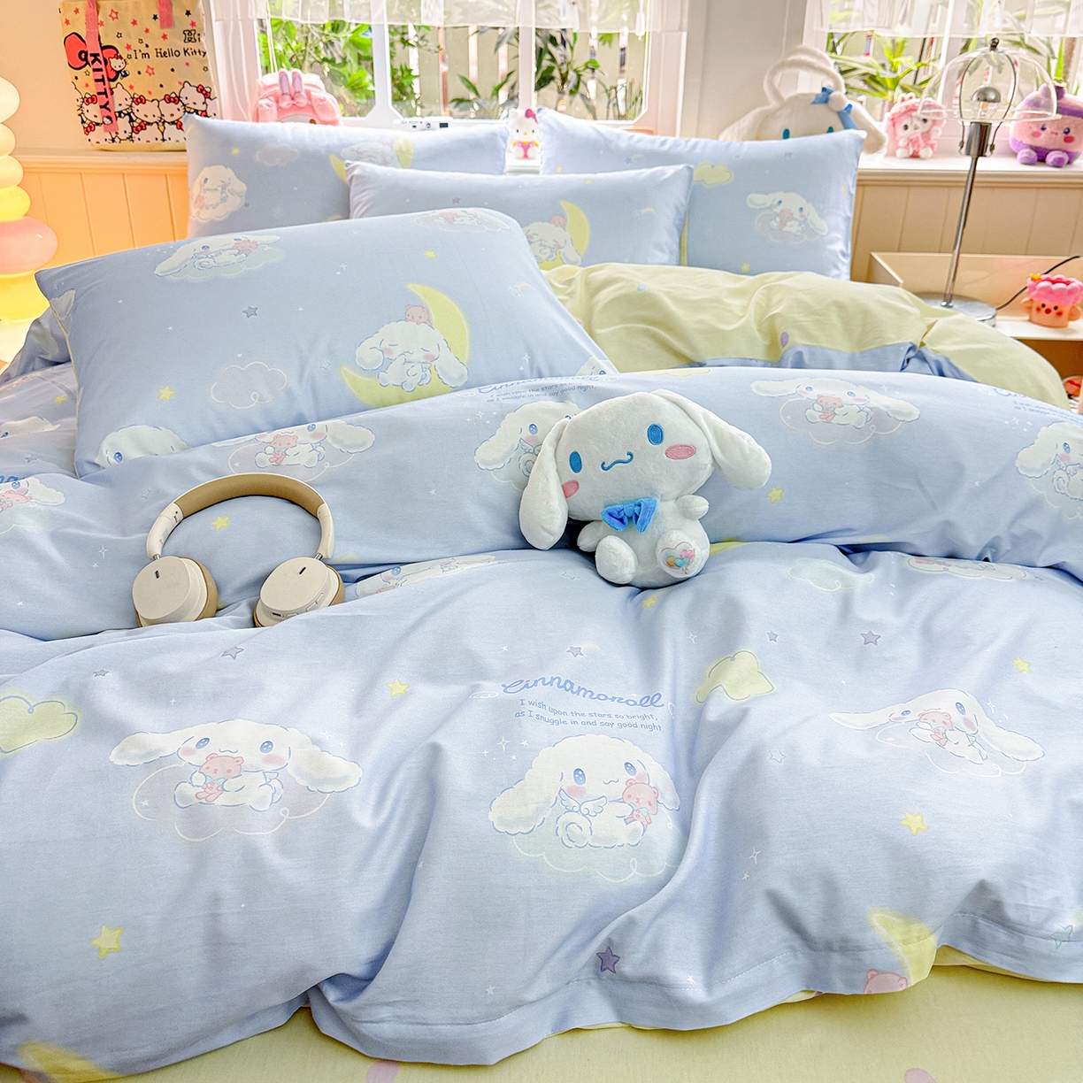 91家纺网 家纺一手货源 找家纺 朵希曼 2026新款三丽鸥全棉印花四件套系列 晚安大耳狗