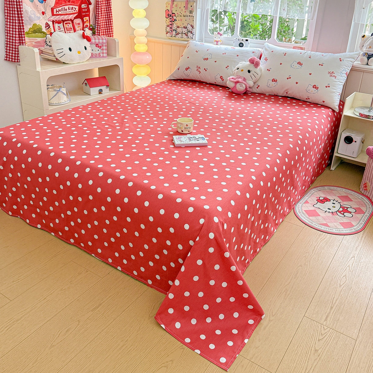 91家纺网 家纺一手货源 找家纺 朵希曼 2026新款三丽鸥全棉印花四件套系列 樱桃凯蒂