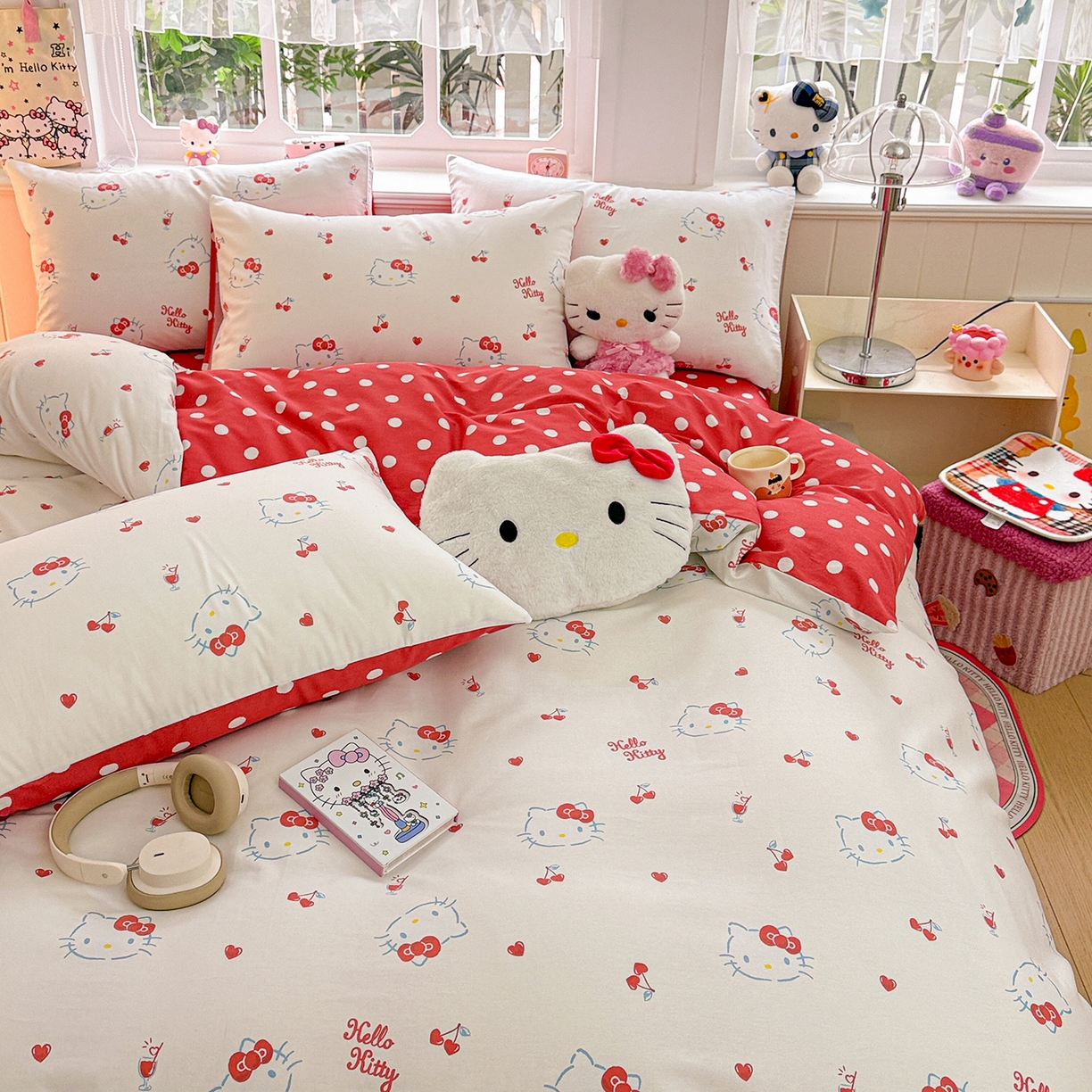 91家纺网 家纺一手货源 找家纺 朵希曼 2026新款三丽鸥全棉印花四件套系列 樱桃凯蒂