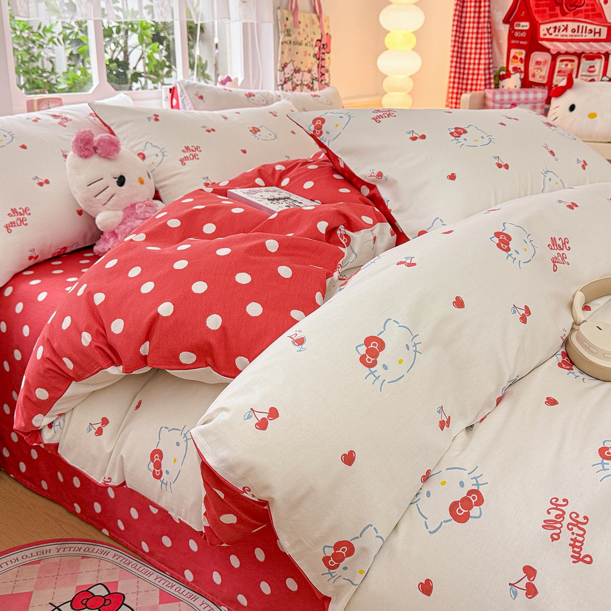 91家纺网 家纺一手货源 找家纺 朵希曼 2026新款三丽鸥全棉印花四件套系列 樱桃凯蒂